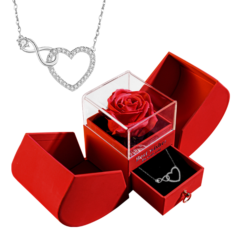 Preserved Rose with Openable Apple-Shaped Storage Box